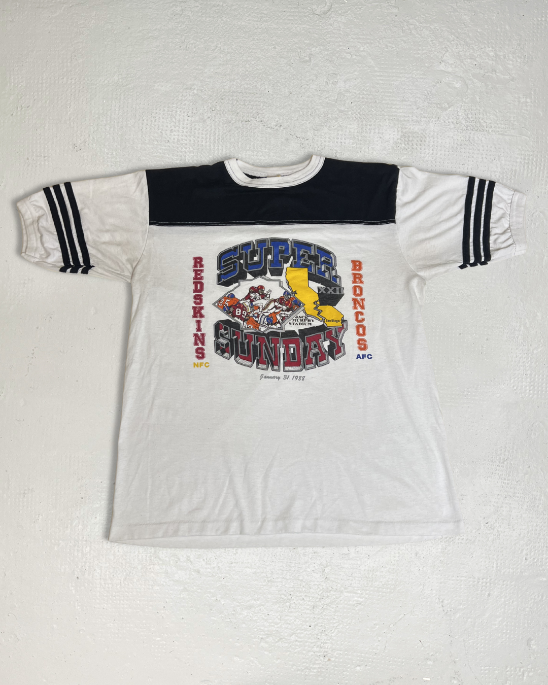 88 Super Bowl XXII Red Washington skins vs Broncos Football Tee