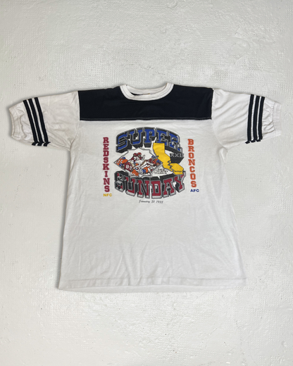 88 Super Bowl XXII Red Washington skins vs Broncos Football Tee