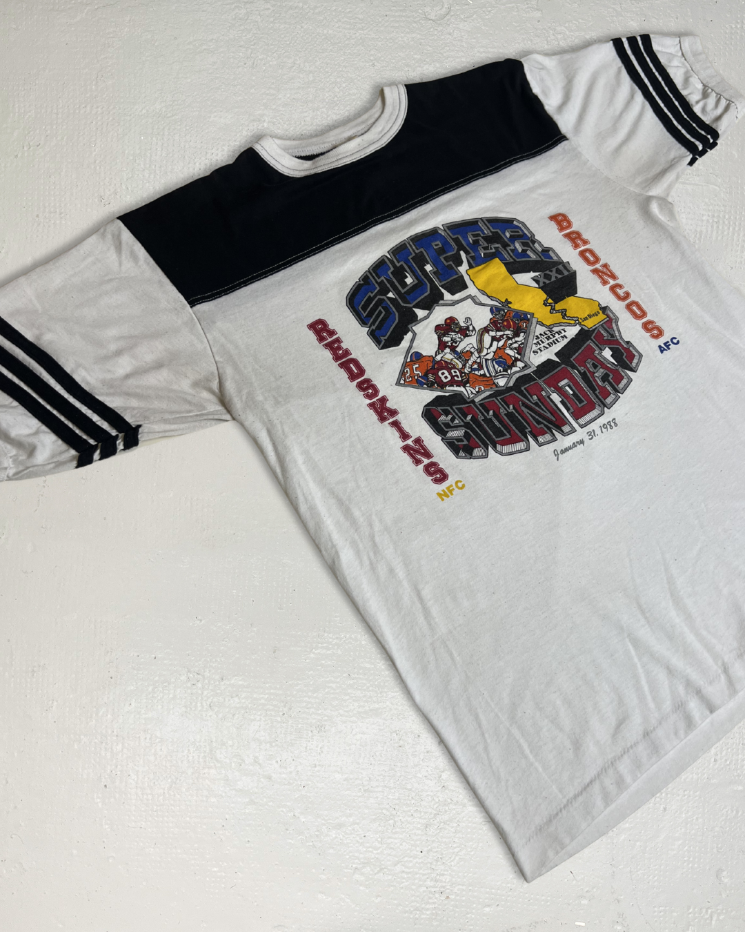 88 Super Bowl XXII Red Washington skins vs Broncos Football Tee