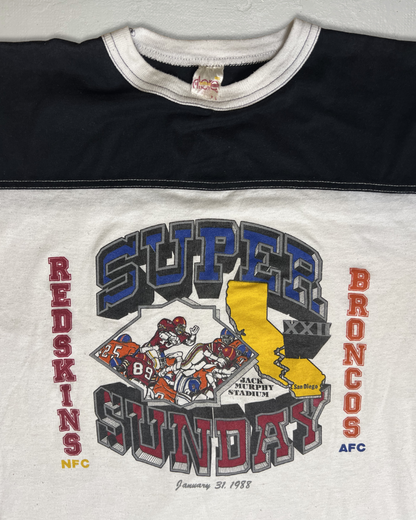 88 Super Bowl XXII Red Washington skins vs Broncos Football Tee